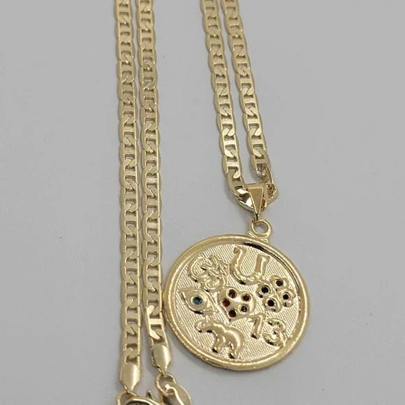 Last One Brand New Brazilian 18k Gold Filled Multi Lucky Charms Necklace - Picture 3 of 7